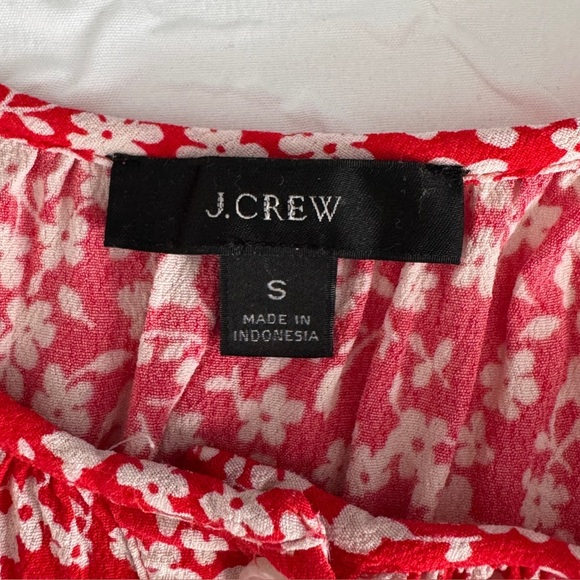 J Crew Red Floral Short Sleeve Blouse Size Small - Picture 7 of 9
